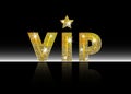 Golden symbol of exclusivity, the label VIP with glitter. Very important person - VIP icon on white background Sign of exclusivity