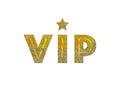 Golden symbol of exclusivity, the label VIP with glitter. Very important person - VIP icon isolated. Sign of exclusivity