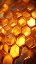 golden symmetry honeycomb pattern, illuminated with soft light.