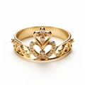 Golden Tai Crown Ring With Diamonds - Hallyu Inspired Jewelry