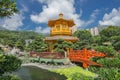 Golden teak wood pagoda at Nan Lian Garden in Hong Kong Royalty Free Stock Photo