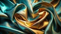 Golden and Teal Silk Drape Abstract Heart Composition Royalty Free Stock Photo