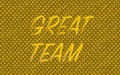 The golden team. abstract textured gold colored, weather worn background with the word great team