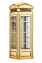 Golden telephone box, 3D rendering Royalty Free Stock Photo