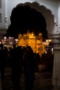 The Golden Temple at Amritsar, Punjab, India, the most sacred icon and worship place of Sikh religion. Illuminated in the night, r Royalty Free Stock Photo