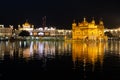 Golden temple Harmandir sahib in Amritsar at night Royalty Free Stock Photo