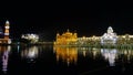 The Golden Temple Harmandir Sahib at night. The holiest Gurdwara and the most important pilgrimage site of Sikhism 2019