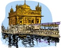 Golden Temple vector illustration for designs