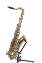 Golden tenor sax with silver valves Royalty Free Stock Photo