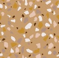 Golden terrazzo seamless pattern. Modern colorful tile texture. Vector abstract background