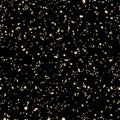 Golden terrazzo texture. Vector seamless pattern with gold confetti on black