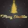 Golden text on black background. Merry Christmas and Happy New Year lettering for invitation and greeting card, prints and posters Royalty Free Stock Photo
