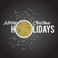 Golden text on black background. Merry Christmas and Happy New Year lettering for invitation and greeting card, prints and posters Royalty Free Stock Photo