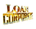 Golden Text corporate loan on a white background