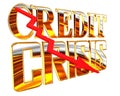 Golden Text the credit crisis on a white background Royalty Free Stock Photo