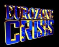 Golden Text of the eurozone crisis on a black background