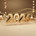 Golden 2026 Text with Soft Motion Particles Royalty Free Stock Photo