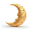 Golden Textured Crescent Moon 3D Render Royalty Free Stock Photo