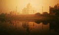 Golden textured picture of the Taj Mahal scenery.