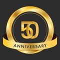 Golden 50th Anniversary Emblem Logo On Black