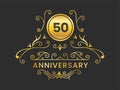 Golden 50th Anniversary Logo Elegance On Black