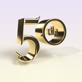 Golden 50th 3D Render text on an Iridescent background