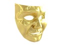 Golden theatrical mask depicting emotions. 3d render.