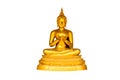 Golden threading a needle Buddha on white background. Royalty Free Stock Photo