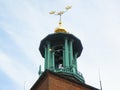 Golden Three Crowns on the Stockholm City Hall Tower, Stockholm Royalty Free Stock Photo