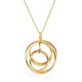 Golden three ring necklace jewelry on white background - generative ai