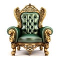 Golden throne with green leather