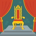 Golden throne with red velvet. fairy kingdom. flat