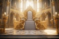 Golden throne at the royal palace, illustration generative AI