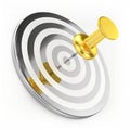 Golden Thumbtack On Target Royalty Free Stock Photo