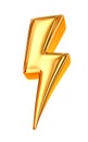 Golden thunderbolt, flash of lightning symbol isolated on white Royalty Free Stock Photo