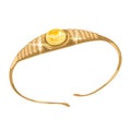 Golden tiara, diadem or crown with round yellow sapphire in centre. Elegant bracelet or armlet.