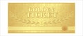 Golden ticket gloss golden, gift, prize discount, admission patterns, ornament, Royalty Free Stock Photo