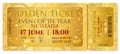 Golden ticket, golden token tear-off ticket, coupon with curve patter