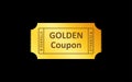 Golden ticket icon on black background. Vector illustration. Royalty Free Stock Photo