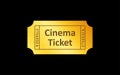 Golden ticket icon on black background. Vector illustration. Royalty Free Stock Photo