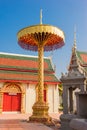 Golden tiered umbrella in temple