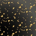 Golden tiny confetti falling on transparent Royalty Free Stock Photo