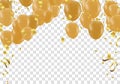 Golden Tiny Confetti and gold balloons confetti party background, concept design. Celebration Vector illustration Royalty Free Stock Photo