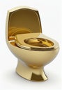 Golden toilet bowl isolated on white background. AI Generated