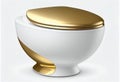 Golden toilet bowl isolated on white background. AI Generated