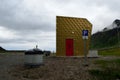 The golden toilet tourist restroom along the Senja tourist road system in northern Norway