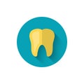 Golden tooth icon, illustrated in a flat style design of vector illustration.