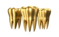 Golden Tooth isolated on white background. Healthy gold teeth icon 3d illustration. Dentistry health care, dentist