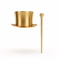 A golden top hat and cane levitating, casting a shadow Royalty Free Stock Photo