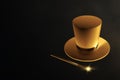 Golden top hat magic wand 3d illustrations Royalty Free Stock Photo